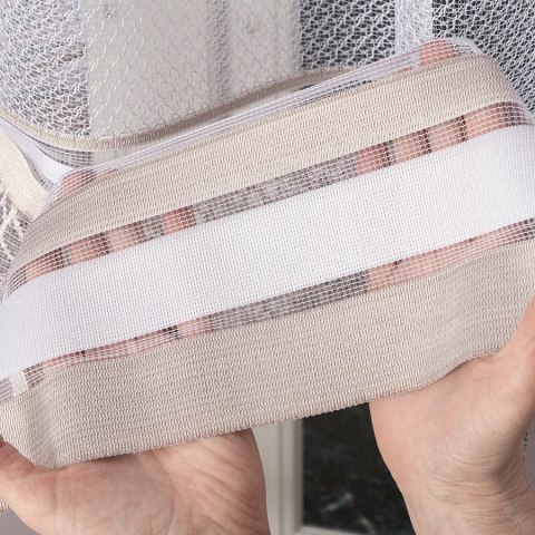 Firanka żakardowa, pasowa, wys. 180cm, kolor stare złoto 017834/000/027/000180/1