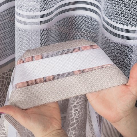 Firanka żakardowa, pasowa, wys. 250cm, kolor stare złoto 017834/000/027/000250/1