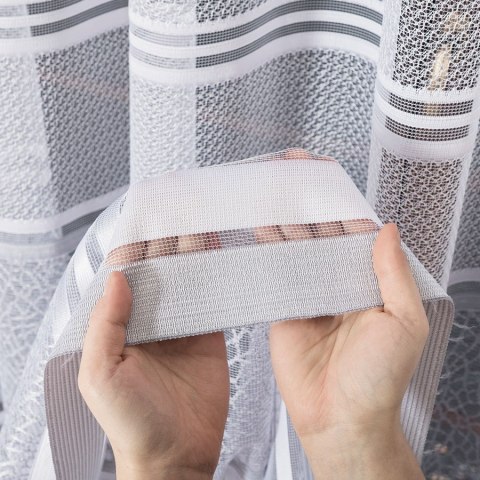 Firanka żakardowa, pasowa, wys. 250cm, kolor szary 017834/000/049/000250/1