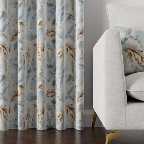 FARO Tkanina na zasłony VELVET, szer.150cm, kolor niebieski ze złotym D00124/VEL/001/150000/1