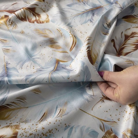 FARO Tkanina na zasłony VELVET, szer.150cm, kolor niebieski ze złotym D00124/VEL/001/150000/1