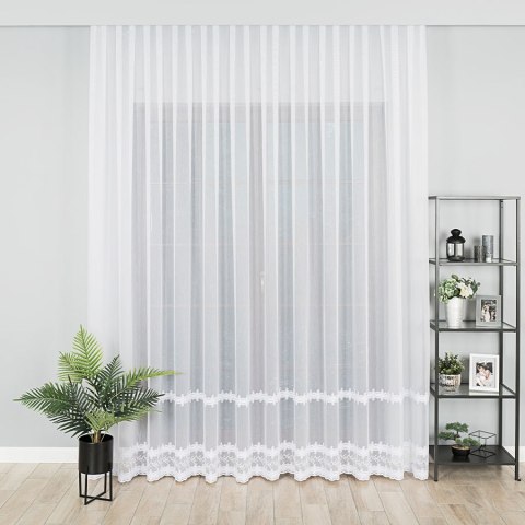 Firanka haftowana, pasowa, wys. 280cm, kolor biały z błyskiem 082936/768/001/000280/1