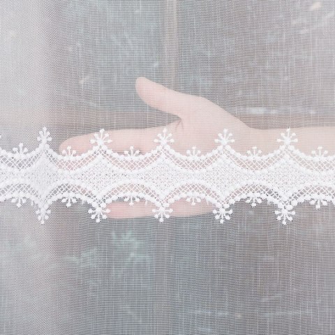 Firanka haftowana, pasowa, wys. 280cm, kolor biały z błyskiem 082936/768/001/000280/1