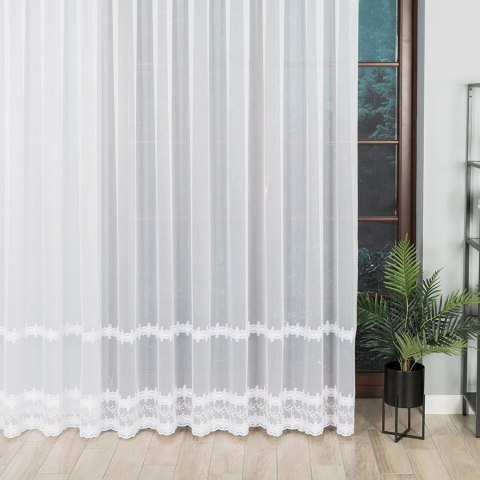 Firanka haftowana, pasowa, wys. 280cm, kolor biały z błyskiem 082936/768/001/000280/1