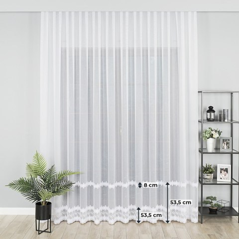 Firanka haftowana, pasowa, wys. 280cm, kolor biały z błyskiem 082936/768/001/000280/1