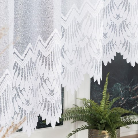 FELICJA Firanka żakardowa gotowa ze wzorem na samym dole, 160x300cm, kolor biały 018989/FBL/001/300160/