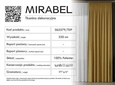MIRABEL Tkanina na zasłony, wys. 320cm, kolor 922 ciemny zielony 065579/TDP/922/000320/1
