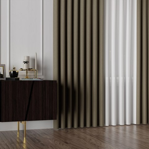 RUFUS Tkanina na zasłony dwustronna, wys. 320cm, kolor 671 turkusowo-beżowy TD0017/TDP/671/000320/1