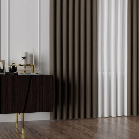 RUFUS Tkanina na zasłony dwustronna, wys. 320cm, kolor 680 ciemny brązowy TD0017/TDP/680/000320/1