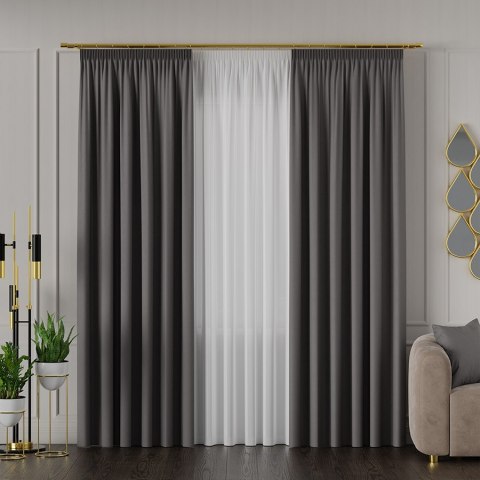 RUFUS Tkanina na zasłony dwustronna, wys. 320cm, kolor 681 ciemny szary TD0017/TDP/681/000320/1