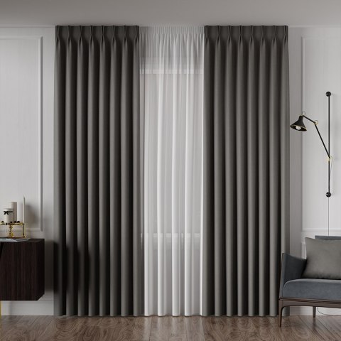RUFUS Tkanina na zasłony dwustronna, wys. 320cm, kolor 717 ciepły ciemny szary TD0017/TDP/717/000320/1