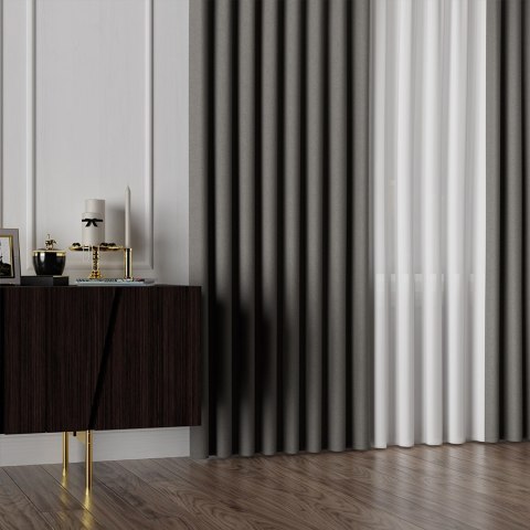 RUFUS Tkanina na zasłony dwustronna, wys. 320cm, kolor 717 ciepły ciemny szary TD0017/TDP/717/000320/1