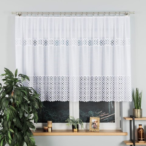 Firanka żakardowa, pasowa, wys. 120cm, kolor biały 018869/000/001/000120/1