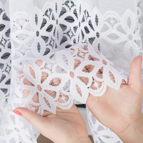 Firanka żakardowa, pasowa, wys. 120cm, kolor biały 018869/000/001/000120/1