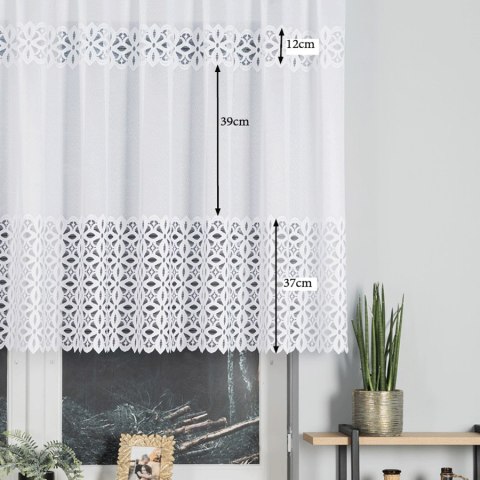 Firanka żakardowa, pasowa, wys. 120cm, kolor biały 018869/000/001/000120/1