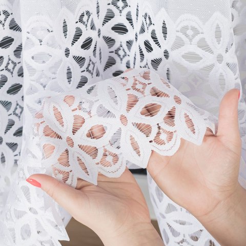 Firanka żakardowa, pasowa, wys. 130cm, kolor biały 018869/000/001/000130/1