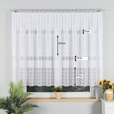 Firanka żakardowa, pasowa, wys. 140cm, kolor biały 018869/000/001/000140/1