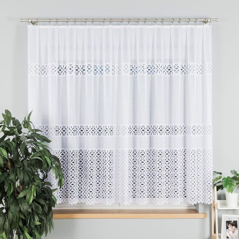 Firanka żakardowa, pasowa, wys. 150cm, kolor biały 018869/000/001/000150/1