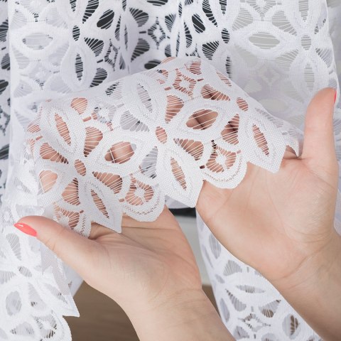 Firanka żakardowa, pasowa, wys. 170cm, kolor biały 018869/000/001/000170/1