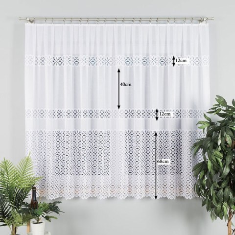 Firanka żakardowa, pasowa, wys. 170cm, kolor biały 018869/000/001/000170/1