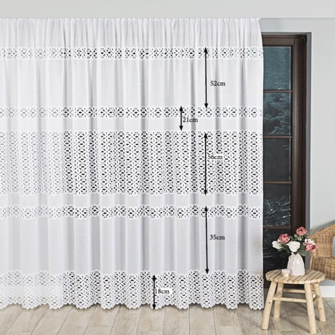 Firanka żakardowa, pasowa, wys. 220cm, kolor biały 018869/000/001/000220/1
