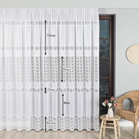 Firanka żakardowa, pasowa, wys. 270cm, kolor biały 018869/000/001/000270/1