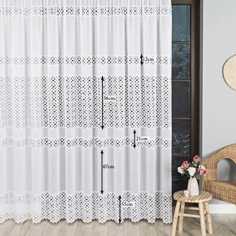 Firanka żakardowa, pasowa, wys. 300cm, kolor biały 018869/000/001/000300/1