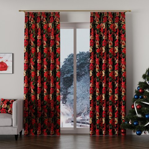 ZŁOTE BOMBKI Tkanina na zasłony NINA WODOODPORNA, 160cm, kolor czerwono czarny DBN172/NIW/001/160000/1