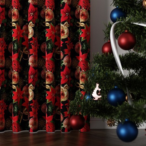 ZŁOTE BOMBKI Tkanina na zasłony NINA WODOODPORNA, 160cm, kolor czerwono czarny DBN172/NIW/001/160000/1