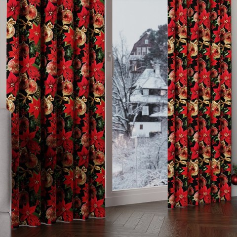 ZŁOTE BOMBKI Tkanina na zasłony NINA WODOODPORNA, 160cm, kolor czerwono czarny DBN172/NIW/001/160000/1