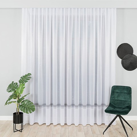 Firanka żakardowa, pasowa z ołowianką, wys. 280cm, kolor 020 biały z szarym 000380/OLO/020/280000/1