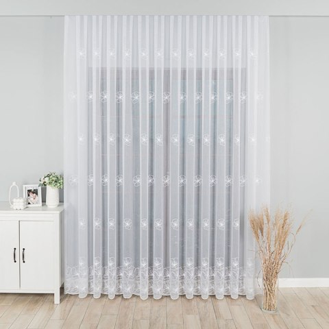 Firanka haftowana, pasowa, wys. 280cm, kolor biały 051204/000/001/000280/1