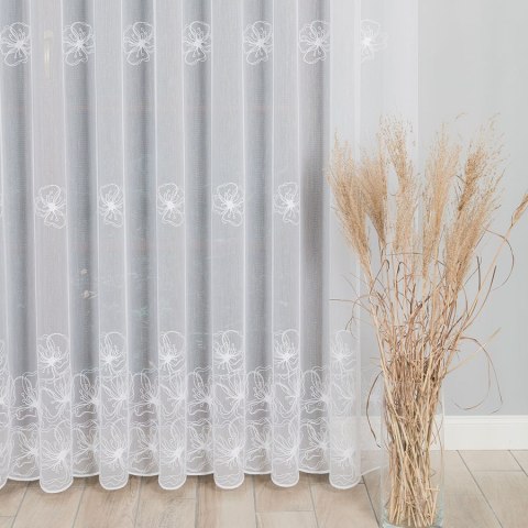 Firanka haftowana, pasowa, wys. 280cm, kolor biały 051204/000/001/000280/1