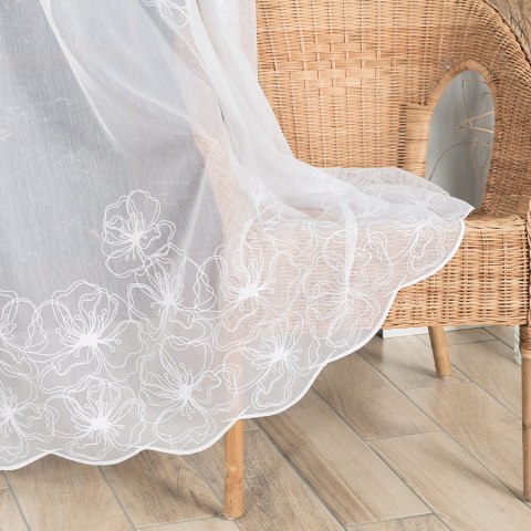 Firanka haftowana, pasowa, wys. 280cm, kolor biały 051204/000/001/000280/1