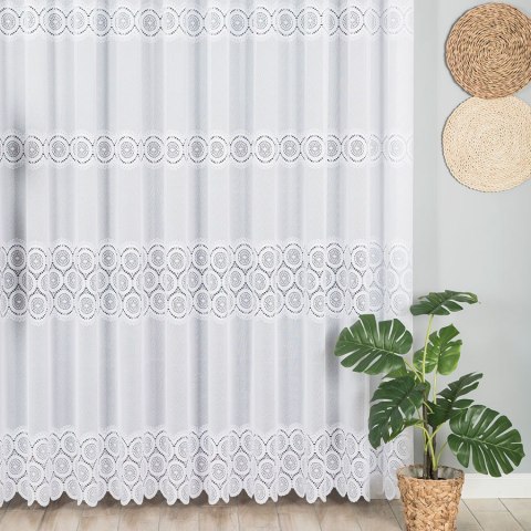 Firanka żakardowa, pasowa, wys. 250cm, kolor biały 107835/000/001/000250/1