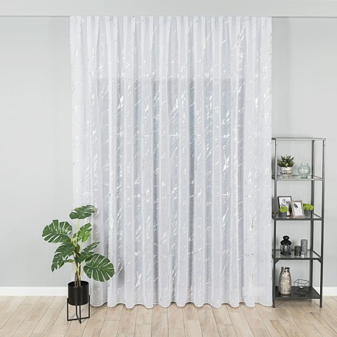 Firanka fantazyjna z ołowianką, wys. 300cm, kolor biały ze srebrnym 132101/OLO/001/000300/1