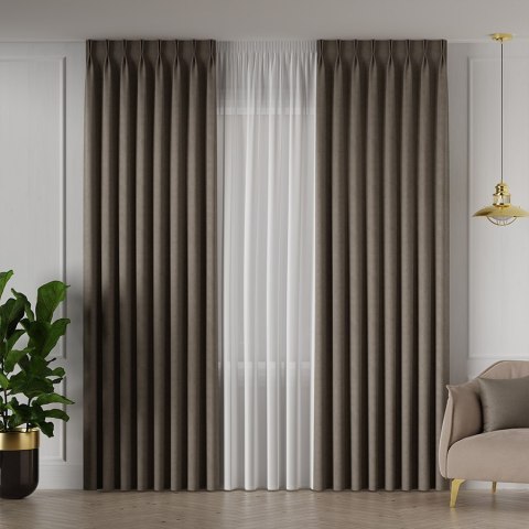 MANUEL Tkanina na zasłony, wys. 300cm, kolor 776 jasny chłodny brązowy TD0016/TDP/776/000300/1