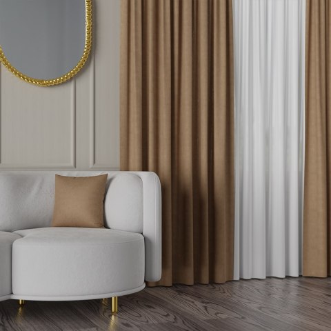 MANUEL Tkanina na zasłony, wys. 300cm, kolor 777 camelowy TD0016/TDP/777/000300/1