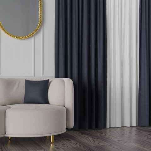 MANUEL Tkanina na zasłony, wys. 300cm, kolor 780 granatowy TD0016/TDP/780/000300/1