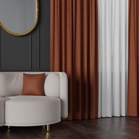 MANUEL Tkanina na zasłony, wys. 300cm, kolor 787 rdzawy pomarańczowy TD0016/TDP/787/000300/1