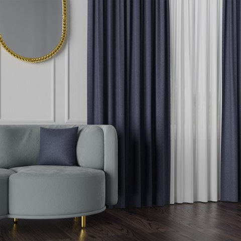 MANUEL Tkanina na zasłony, wys. 300cm, kolor 801 ciemny niebieski TD0016/TDP/801/000300/1
