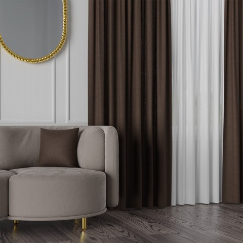 MANUEL Tkanina na zasłony, wys. 300cm, kolor 811 ciemny brązowy TD0016/TDP/811/000300/1