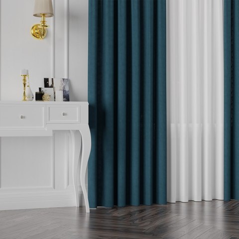 MANUEL Tkanina na zasłony, wys. 300cm, kolor 812 petrol; ciemny turkusowy TD0016/TDP/812/000300/1