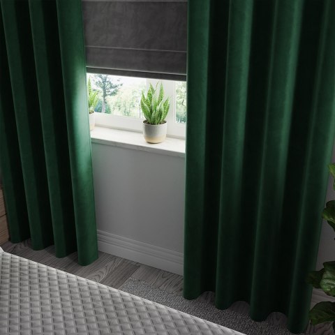 VELVI Zasłona gotowa na przelotkach, 140x260cm, kolor 010 ciemny zielony; butelkowy VELVI0/ZGP/010/140260/1