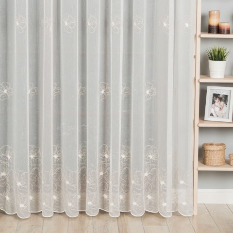 Firanka haftowana, pasowa, wys. 280cm, kolor 018 krem z beżową nitką 051204/000/018/000280/1