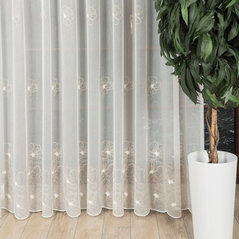 Firanka haftowana, pasowa, wys. 280cm, kolor 018 krem z beżową nitką 051204/000/018/000280/1