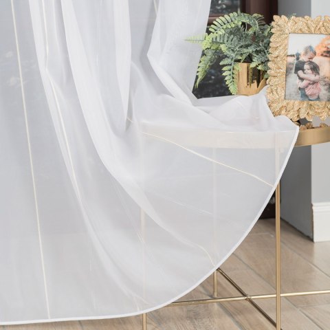 Firanka z ołowianką, wys. 300cm, kolor biały ze złotymi paskami 170558/OLO/005/000300/1