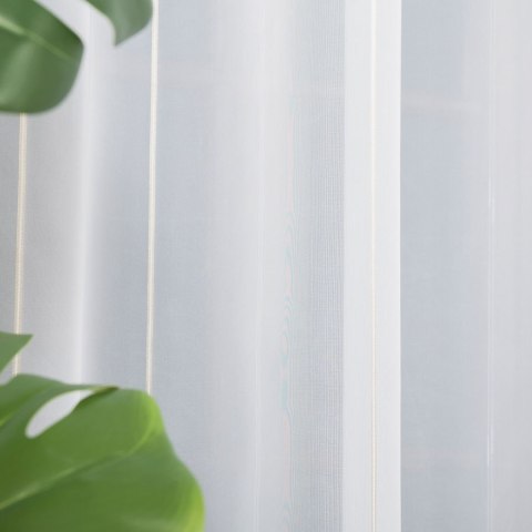 Firanka z ołowianką, wys. 300cm, kolor biały ze złotymi paskami 170558/OLO/005/000300/1