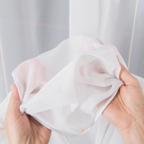 Firanka z ołowianką, wys. 300cm, kolor biały ze złotymi paskami 170558/OLO/005/000300/1