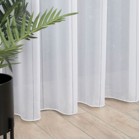 Firanka z ołowianką, wys. 300cm, kolor biały z czarnymi paskami 170558/OLO/007/000300/1